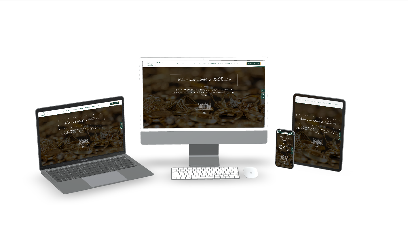 Website des Schweriner Antik & Goldkontor auf mehreren Ger&auml;ten