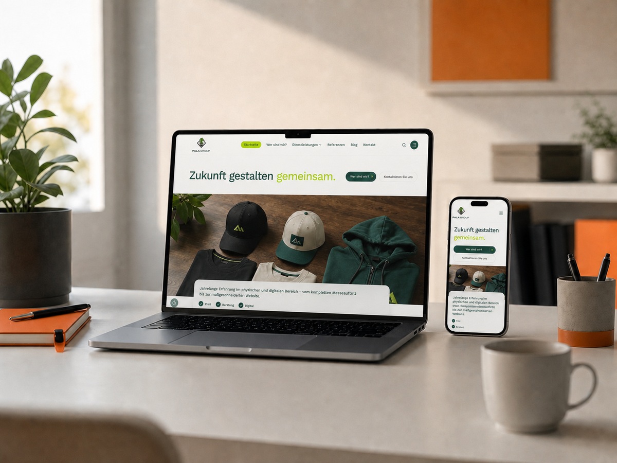 Website- und Markenauftritt eines Messe- und Designdienstleisters &ndash; Desktop und Smartphone
