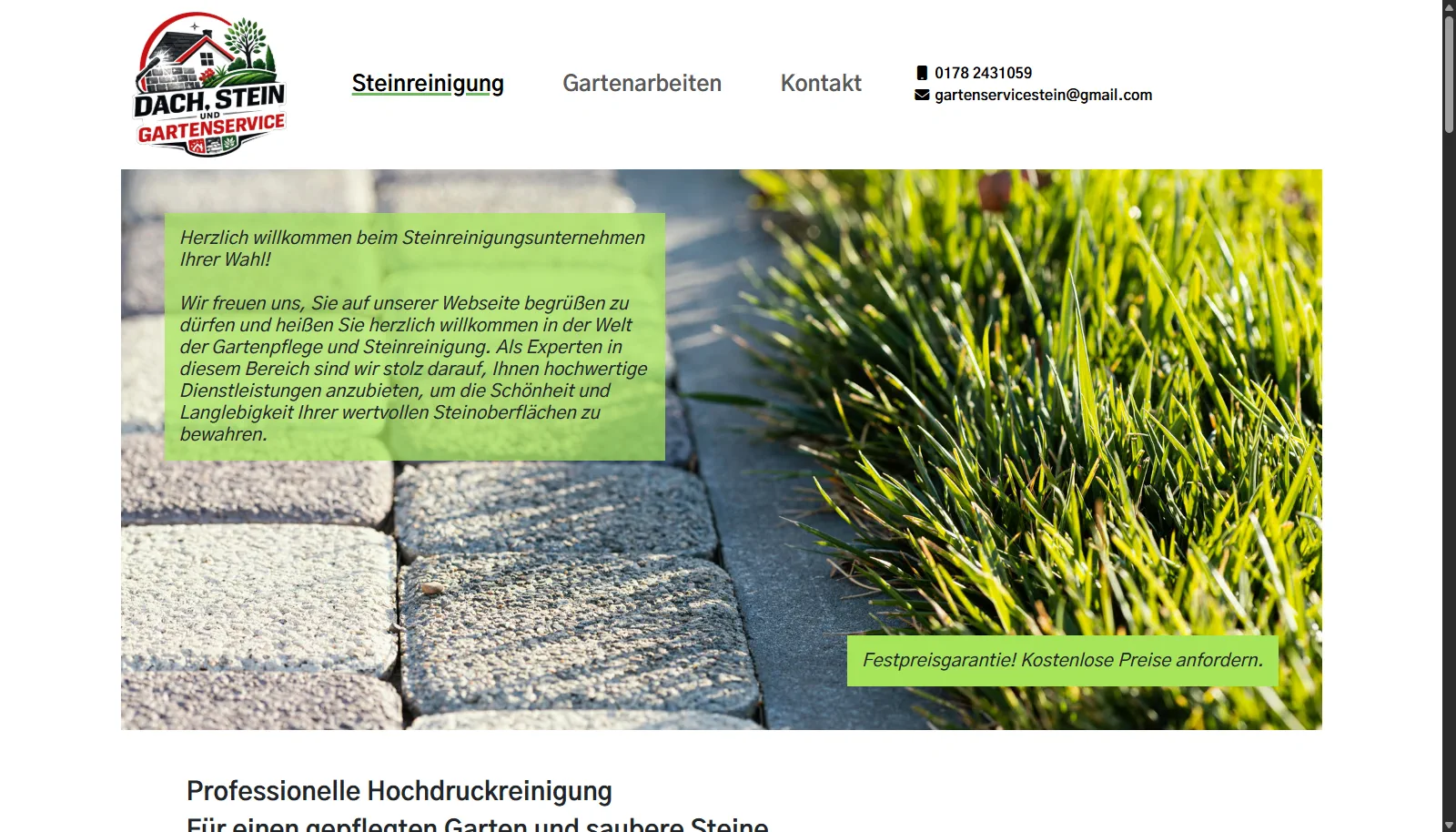 Website von Dach, Stein und Gartenservice
